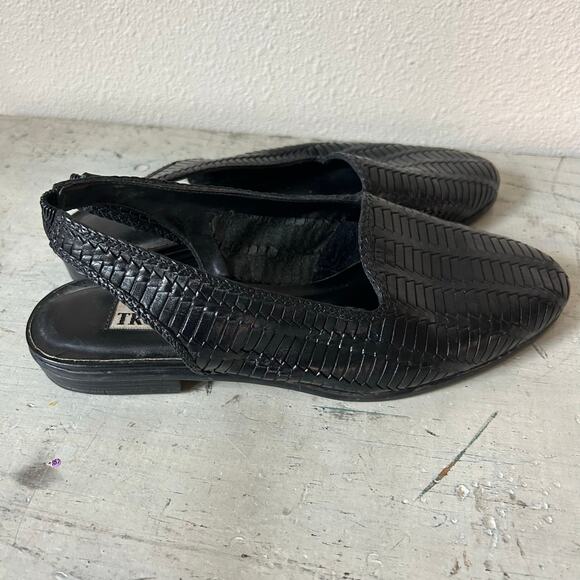 Vintage Trotters sling back mules leather weave 90s Lagenlook Cottagecore 9 wide - Picture 10 of 12
